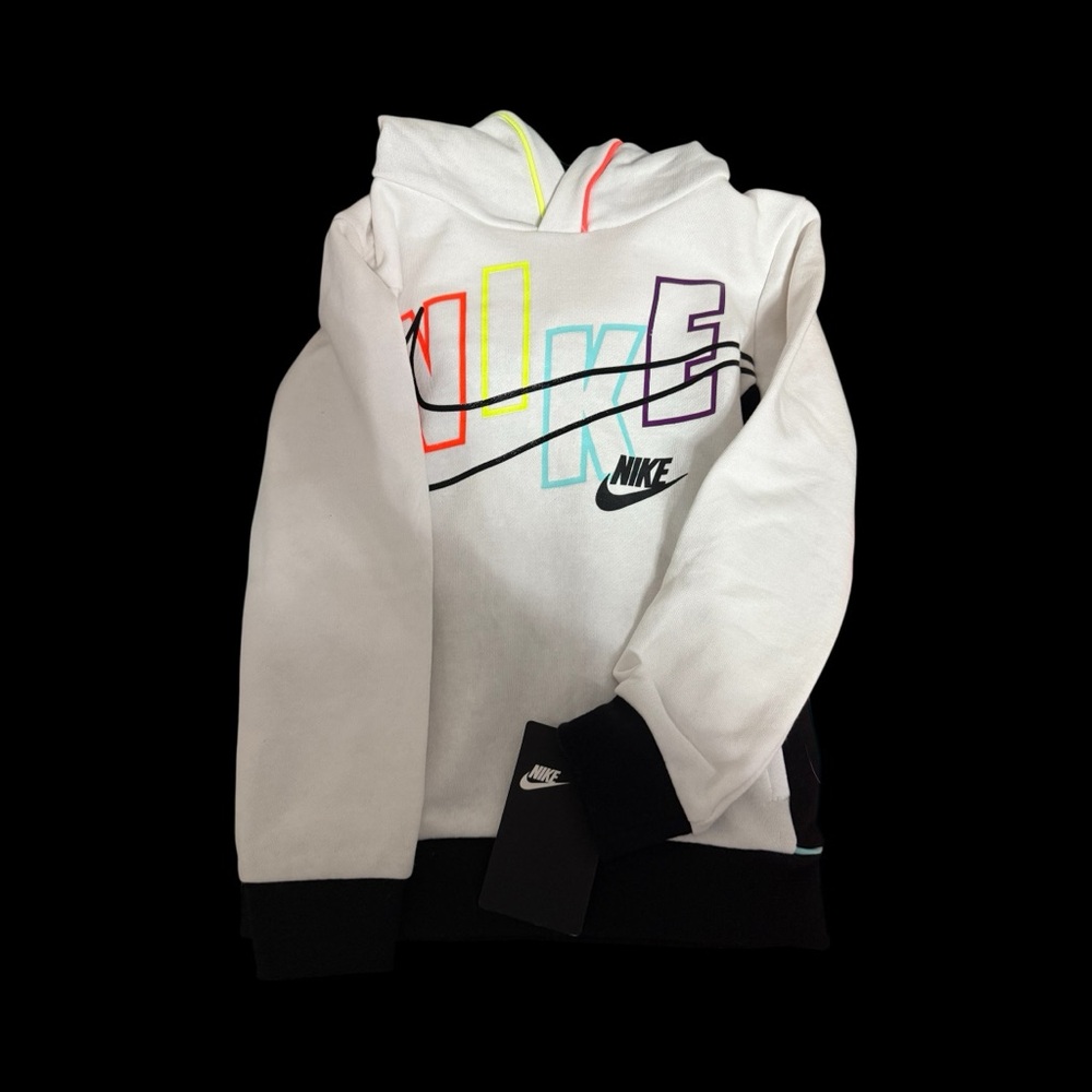 Nike Kids White Hoodie with Colorful Logo